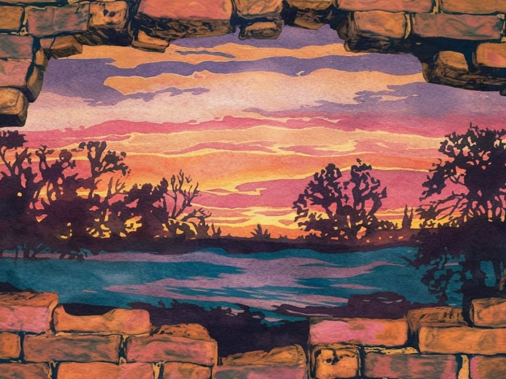 Sunset Through A Brick Wall 1