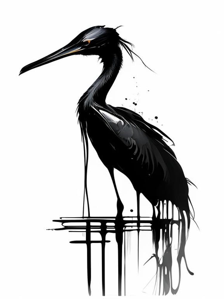 Black Heron Impressionistic 1