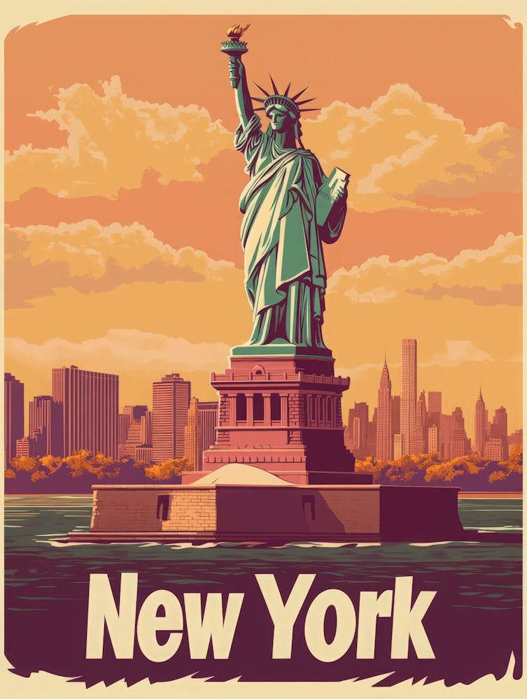 Aihrgdesign A Retro Travel Poster For New York Featuring The 2