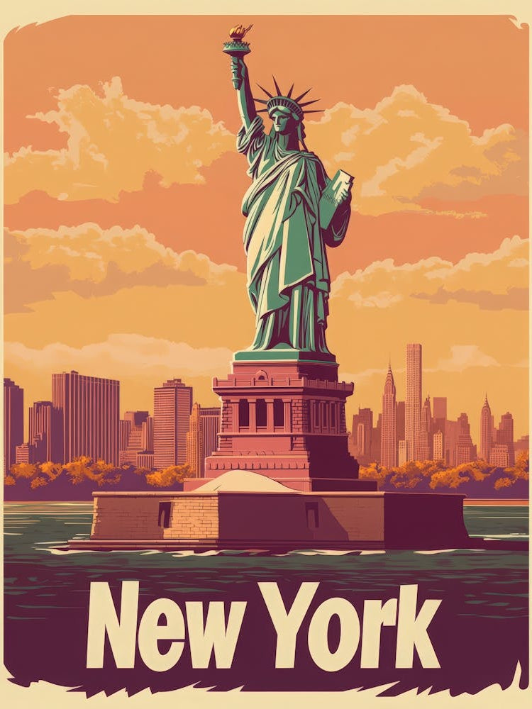 Aihrgdesign A Retro Travel Poster For New York Featuring The 2