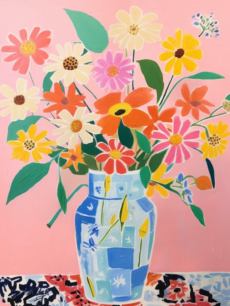 Flower Painting Fauvist Style Zinnia 3