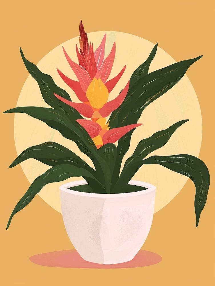 Bromeliad Plant Minimalist Illustration 1