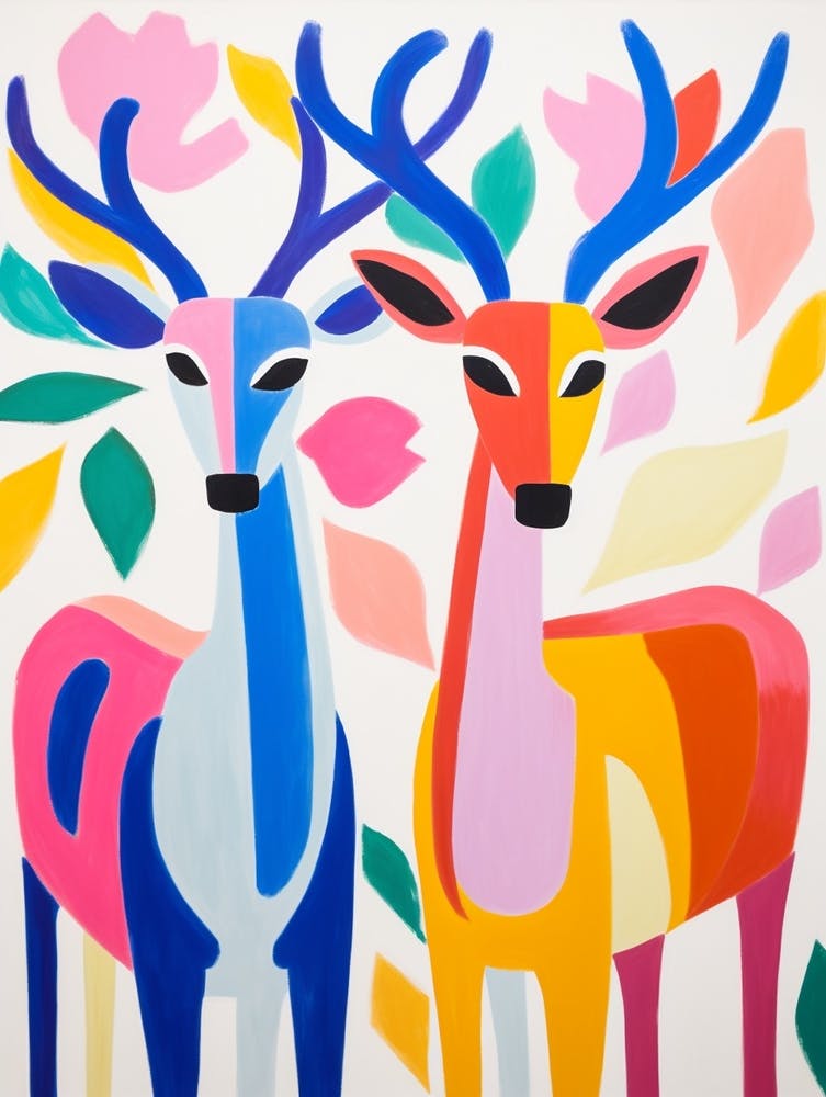 Colourful Kids Animal Art Deer