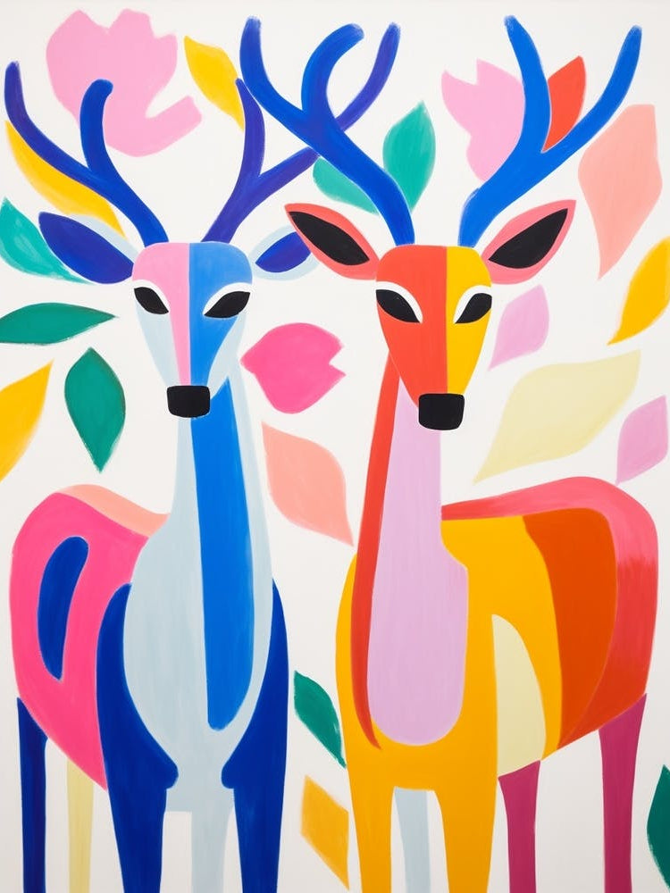 Colourful Kids Animal Art Deer