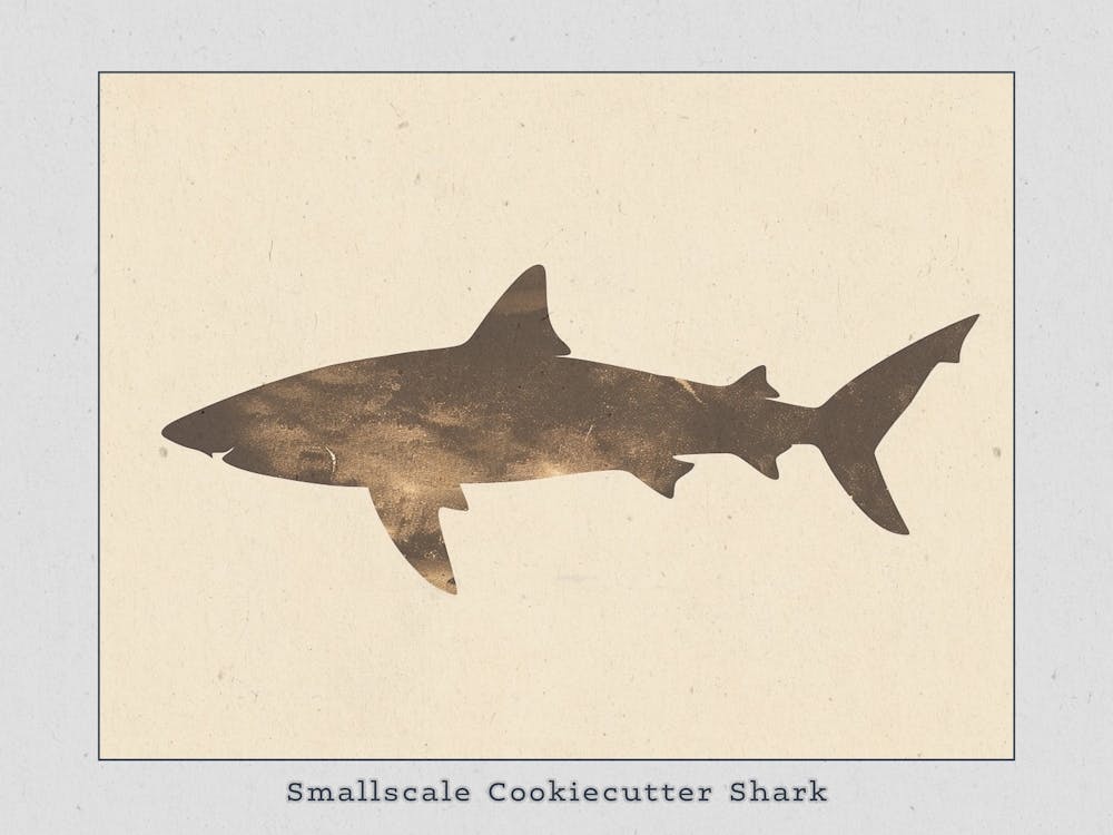 Smallscale Cookiecutter Shark Silhouette 4 Poster