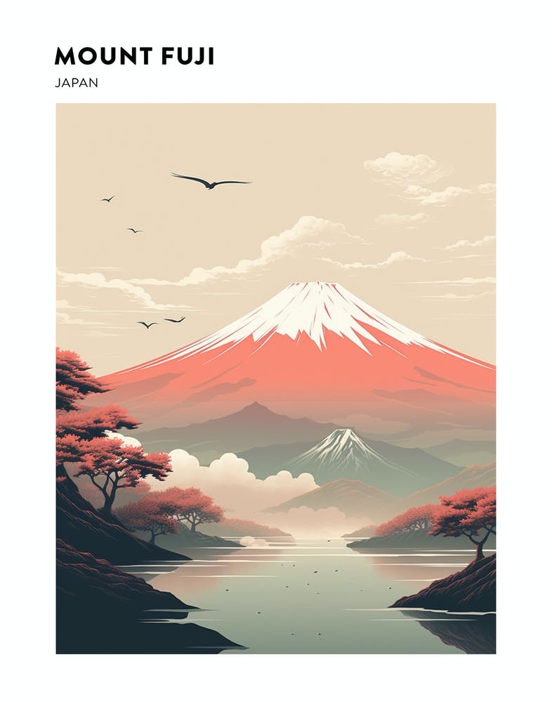 Mount Fuji Japan 3 Hiking Trail Landscape Poster