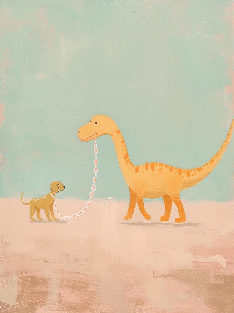 Dinosaur & A Dog Muted Pastels 1