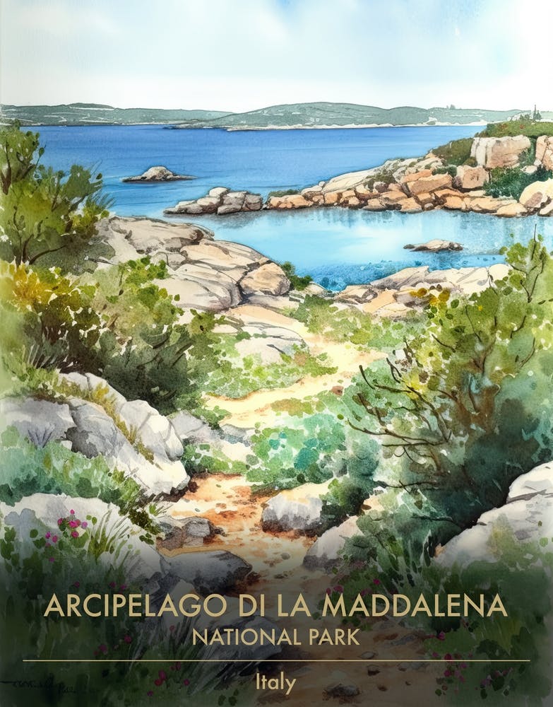 Arcipelago Di La Maddalena National Park Italy Watercolour 3