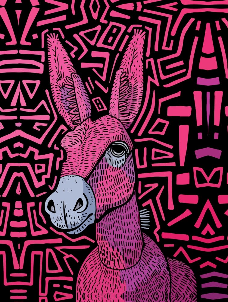 Neon Tribal Donkey – Bold And Psychedelic Wall Art
