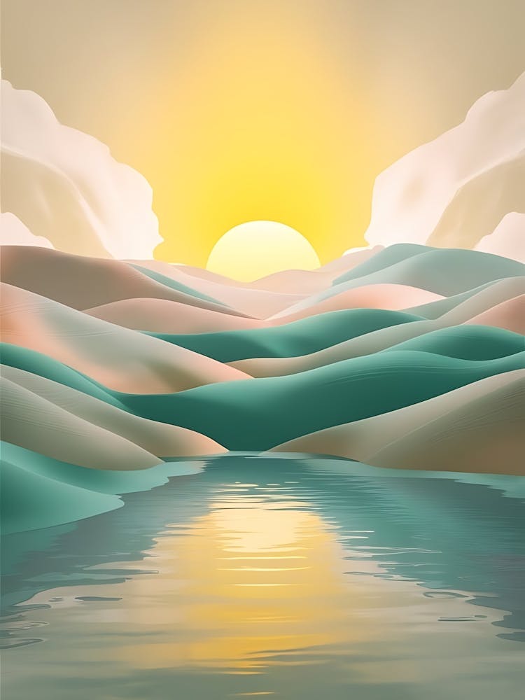 Landscape With Mountains And Water