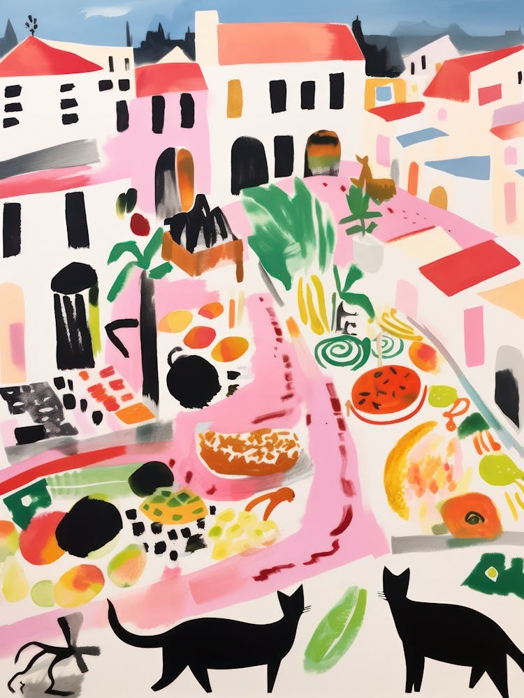 The Food Market In Sintra 3 Illustration