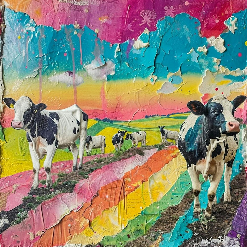 Rainbow Cow Kitsch Collage 2