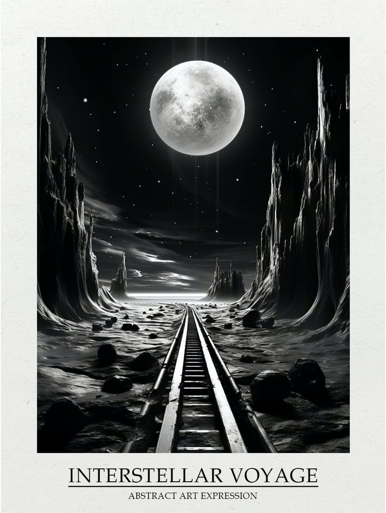 Interstellar Voyage Abstract Black And White 1 Poster