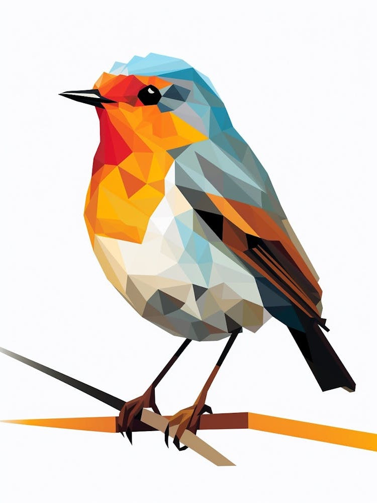 Colourful Geometric Bird European Robin 1