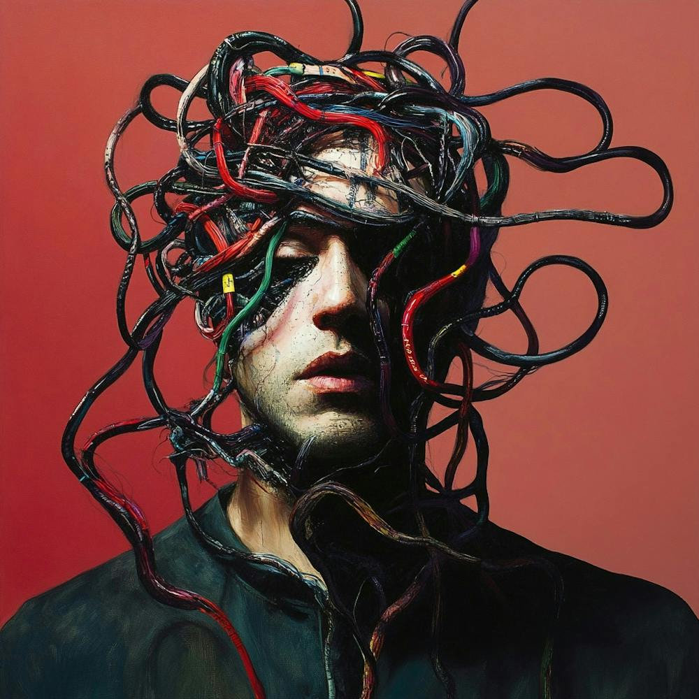 Man With A Head Full Of Wires