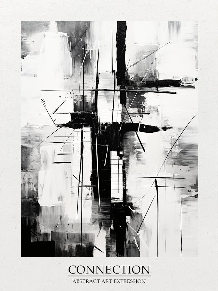 Connection Abstract Black And White 2 Poster