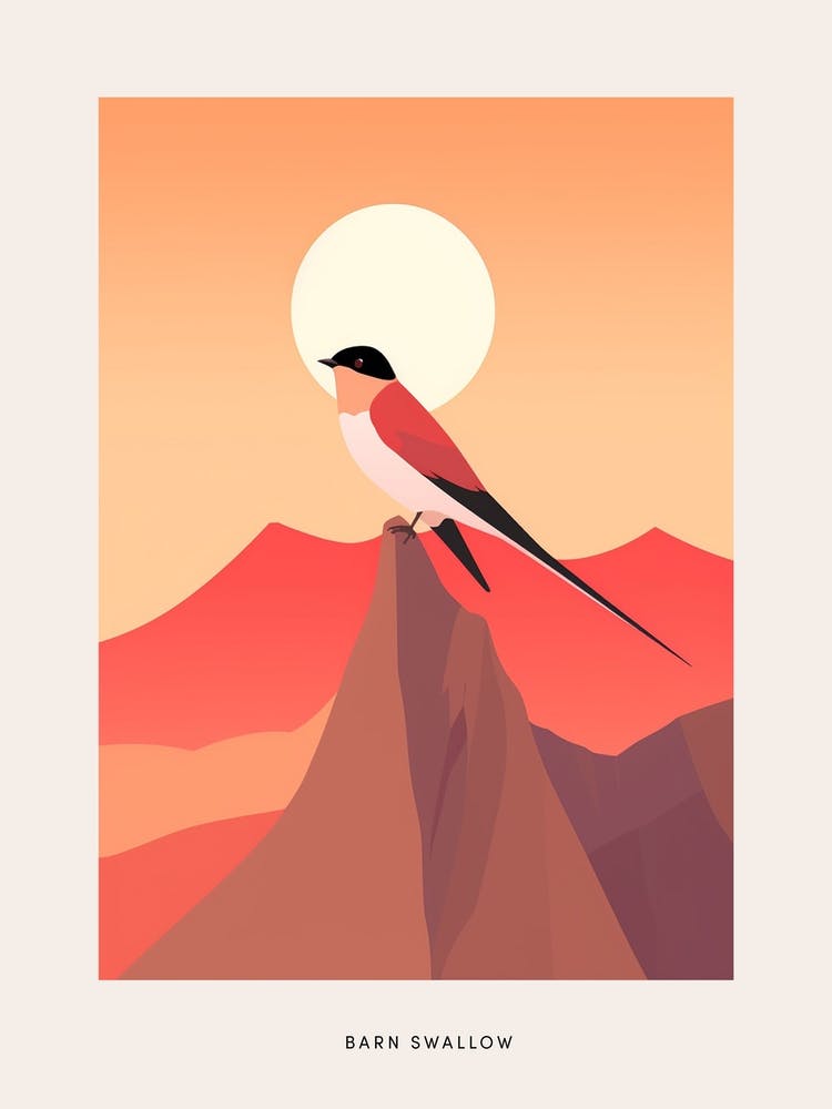 Minimalist Barn Swallow 2 Bird Poster