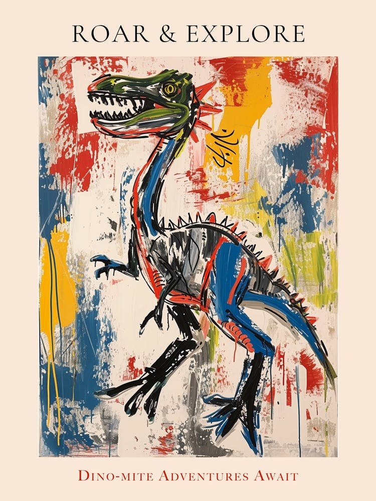 Paint Splash Scribble Dinosaur Poster