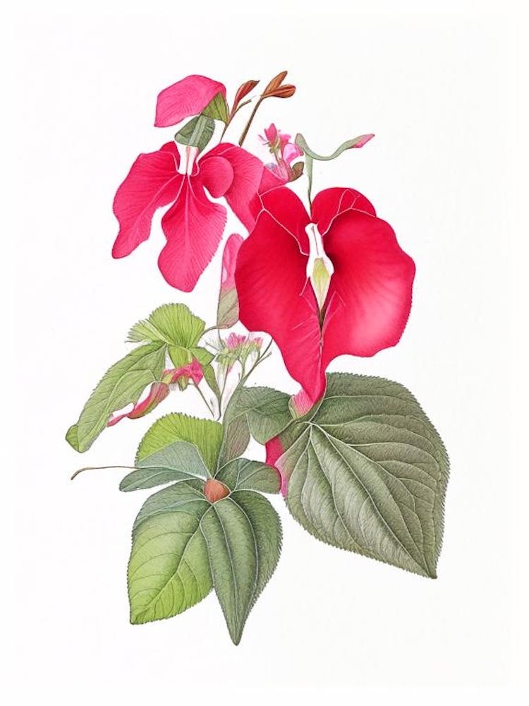 Impatiens Floral Quentin Blake Inspired Illustration 2 Flower