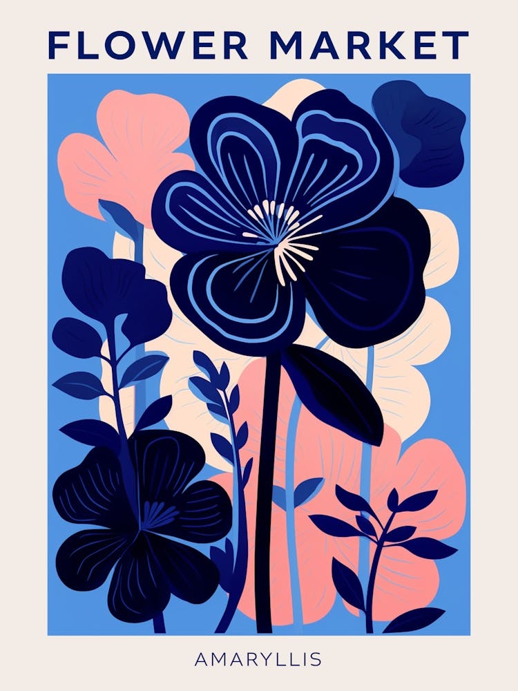 Blue Flower Market Poster Amaryllis 2