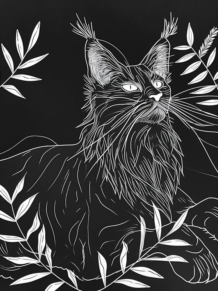 Maine Coon Cat Minimalist Illustration 2