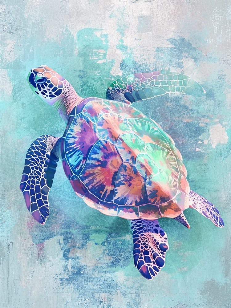 Pastel Sea Turtle In The Ocean 1