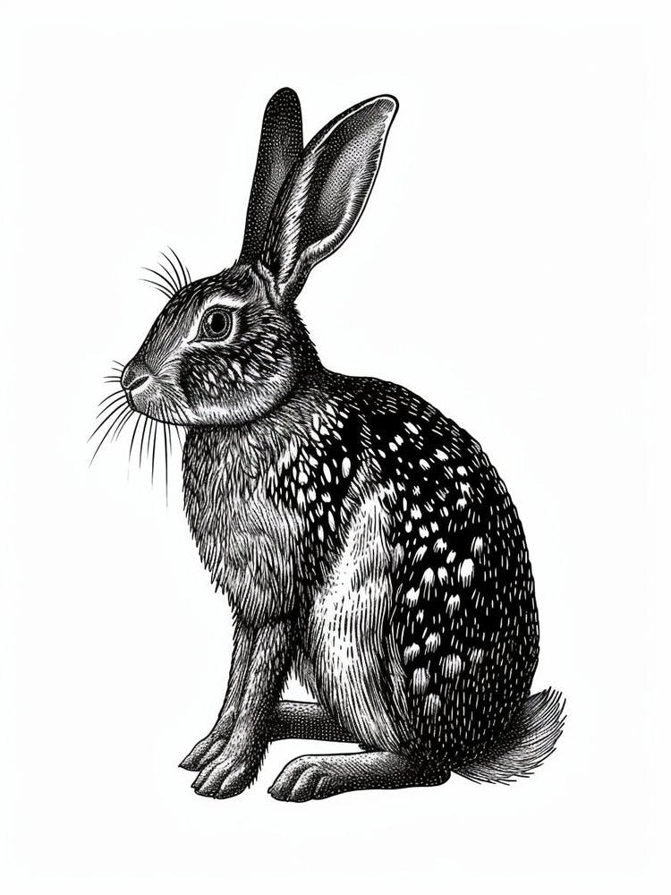 English Spot Blockprint Rabbit Illustration 5