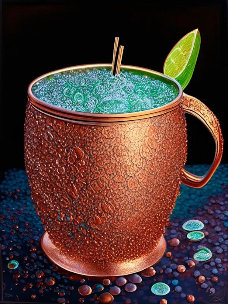 Moscow Mule Pointillism Cocktail Poster
