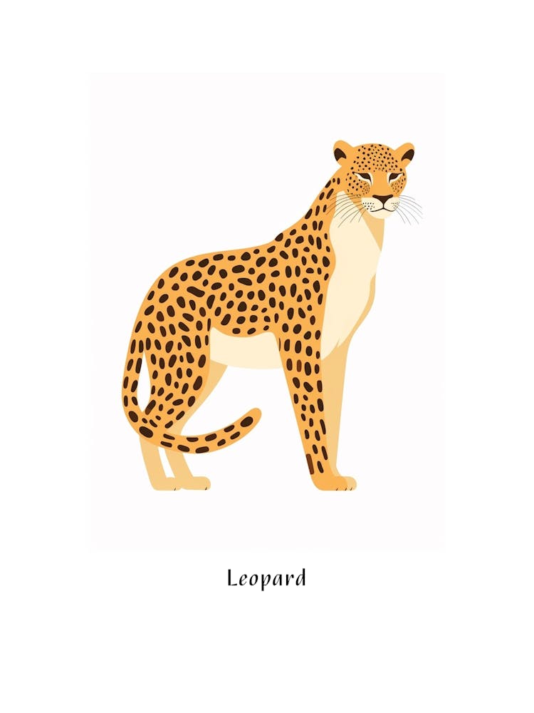 Leopard 3 Kids Animal Poster