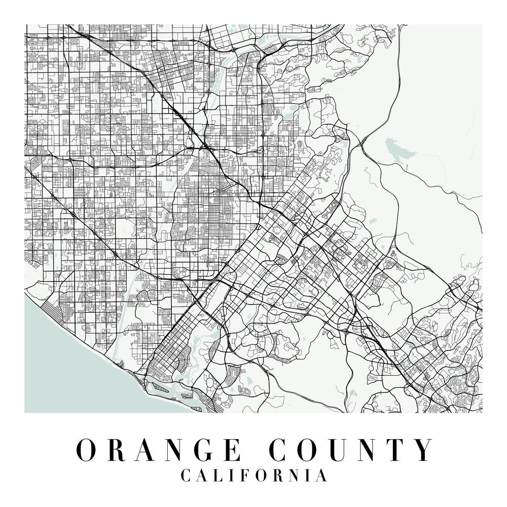 Orange County California Street Map Minimal Color Square