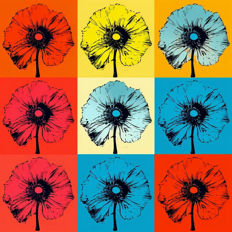 Andy Warhol Style Pop Art Flowers Poppy 2 Square