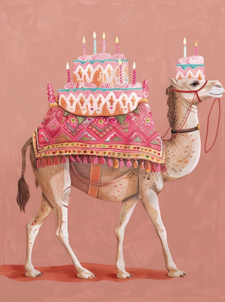 Camel With Birthday Cake