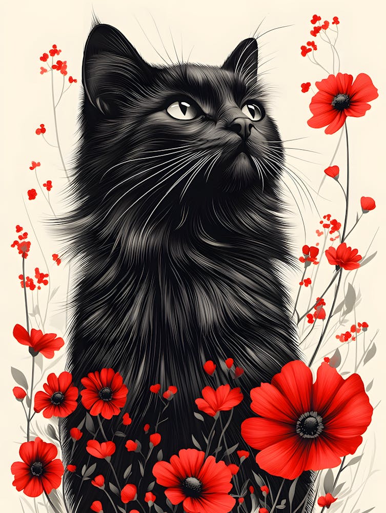Stunning Cat And Flowers 13