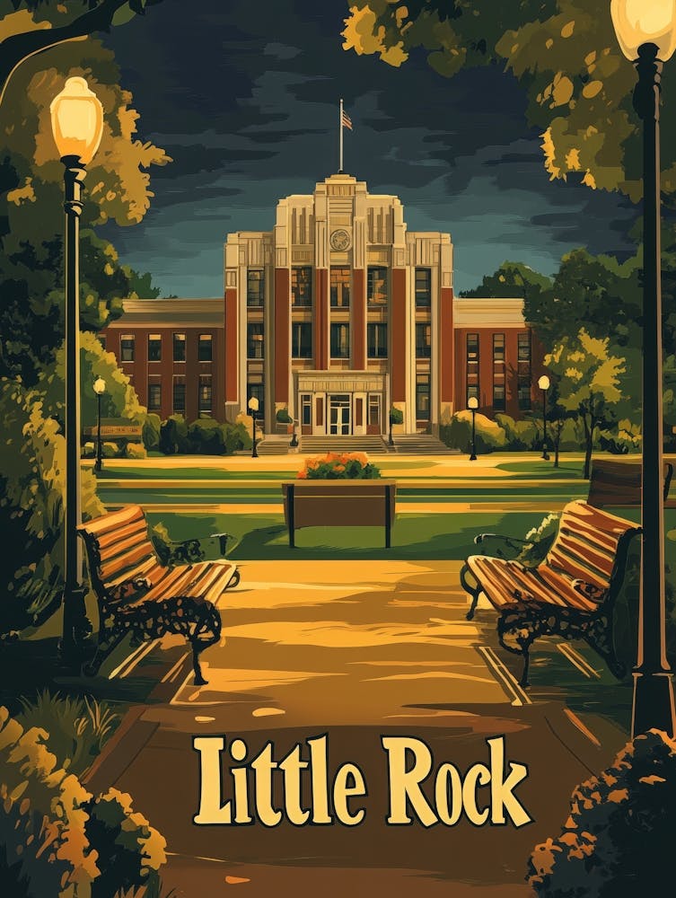 Aihrgdesign A Retro Travel Poster For Little Rock Featuring T 3a0a816c 3fab 4303 Aab9 Ecb1c8ad2a5f 0