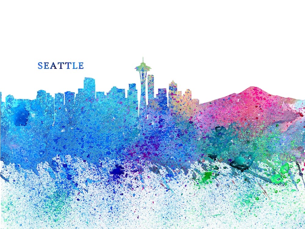 Seattle Washington Skyline Splash