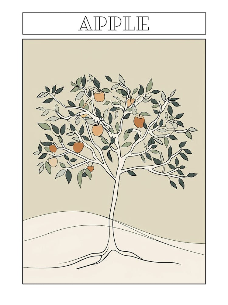 Apple Tree Minimalistic Drawing 3 Poster