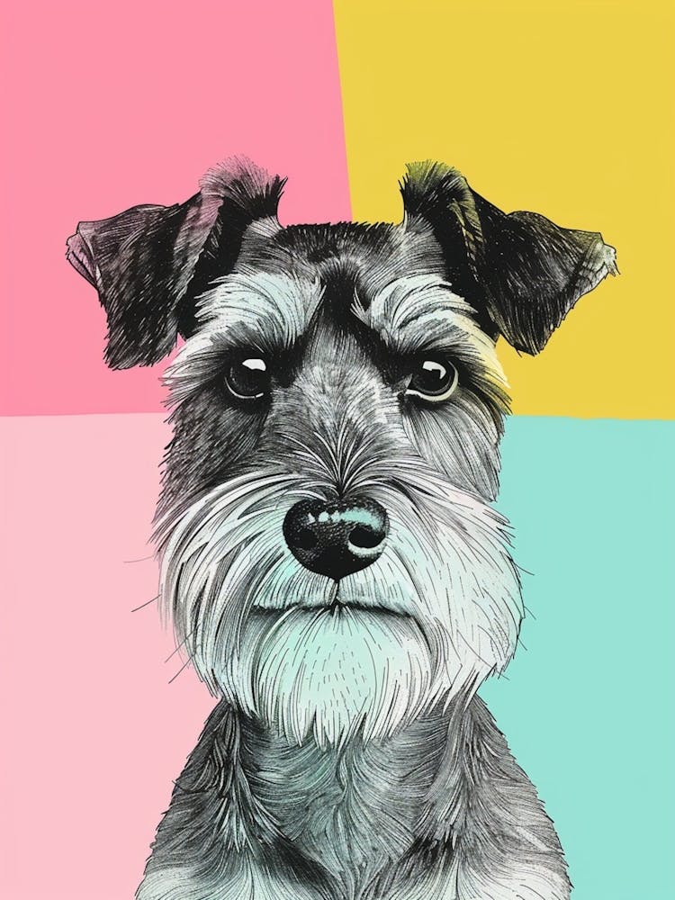 Wire Fox Terrier Dog Pastel Line Watercolour Illustration  2