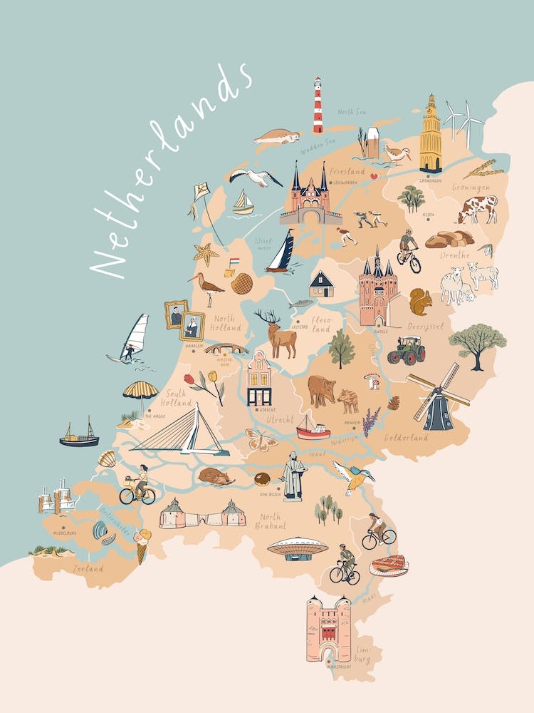 Netherlands Illustrated Map
