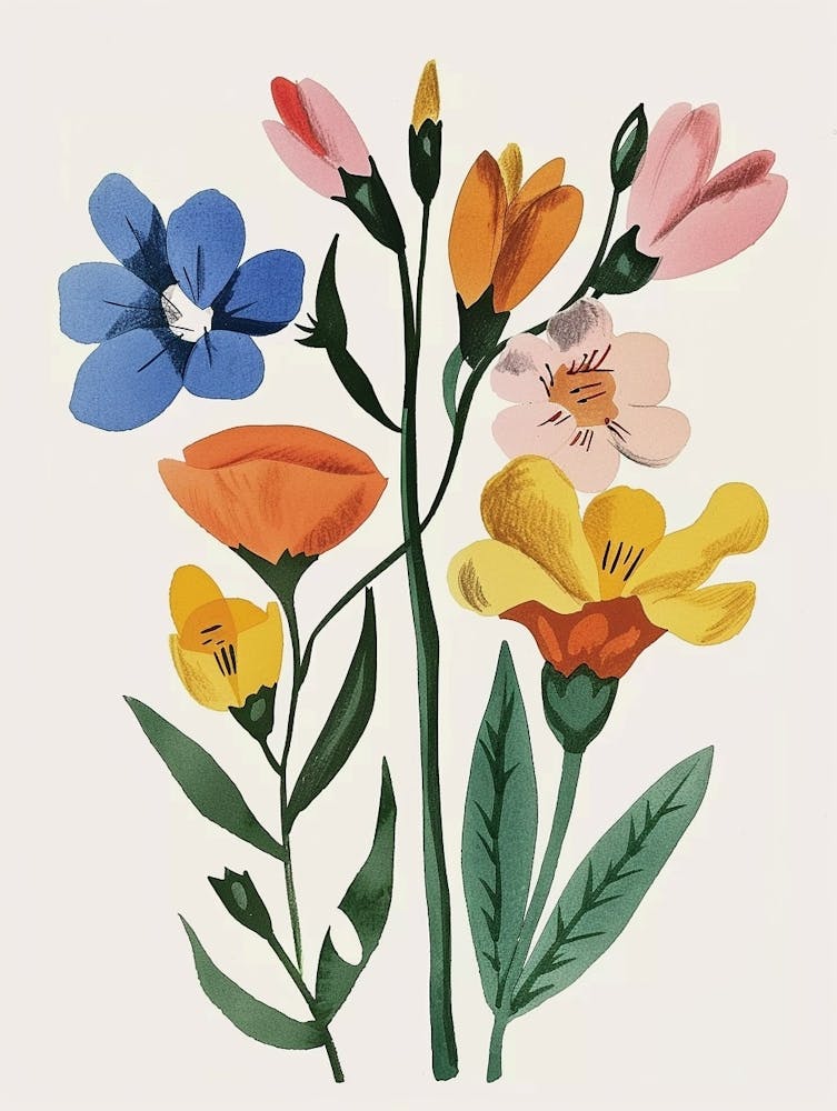 Gemalte Blumen Freesia 4