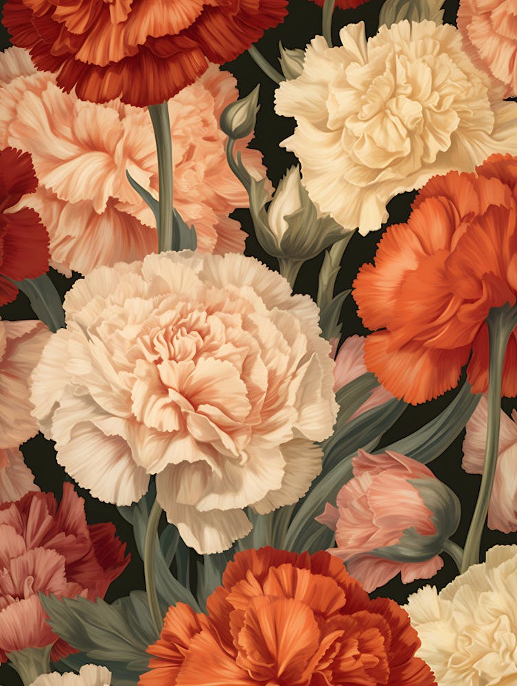 Carnations Seamless Pattern 1