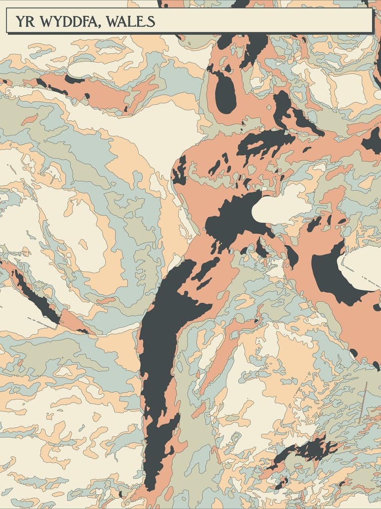 Yr Wyddfa Wales Snowdon Hillshade Map