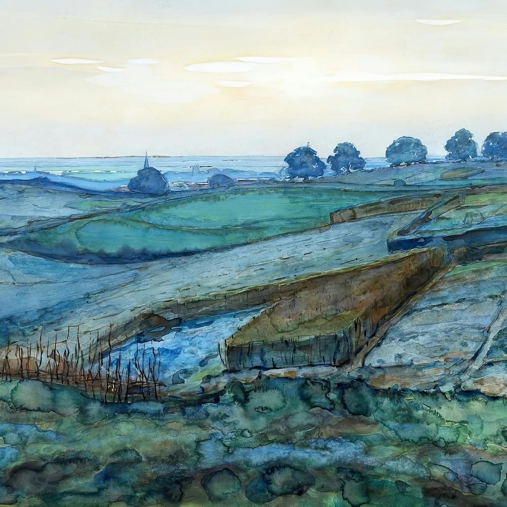 Landscape Near Arnhem Background, Oil Painting, Piet Mondrian