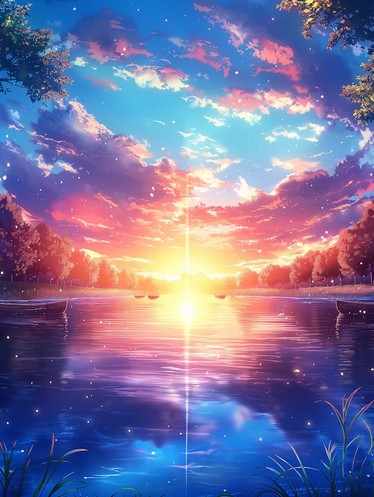 Sunset Over The Lake