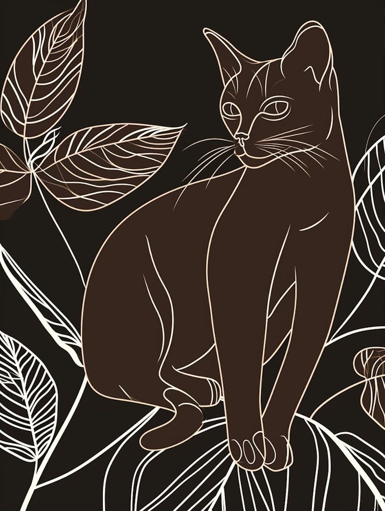 Havana Brown Cat Minimalist Illustration 3
