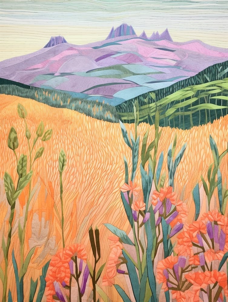 Corn Du Wales Colourful Mountain Illustration