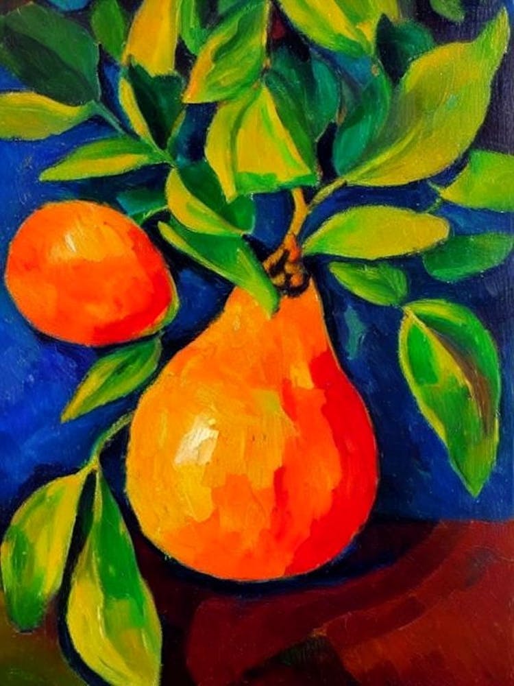 Papaya 1 Fruit Vibrant Matisse Inspired Painting Fruit