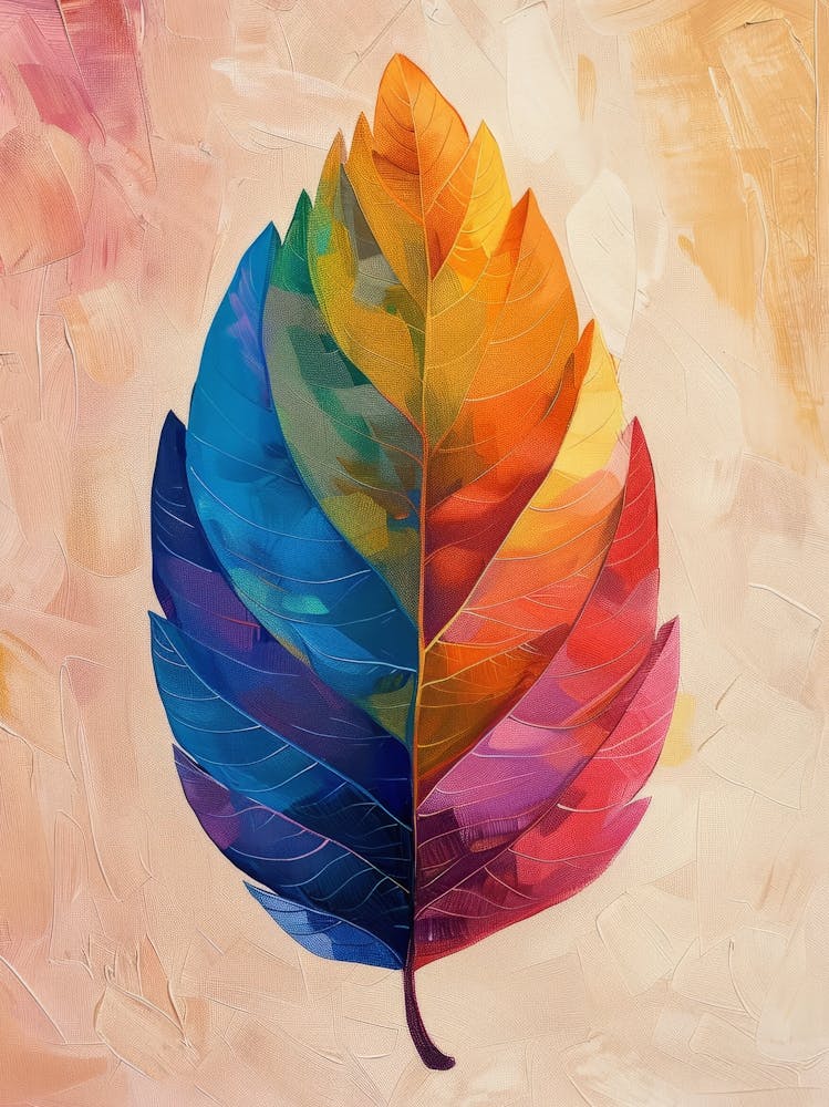 Feuille Arc-en-ciel - Impression sur Toile