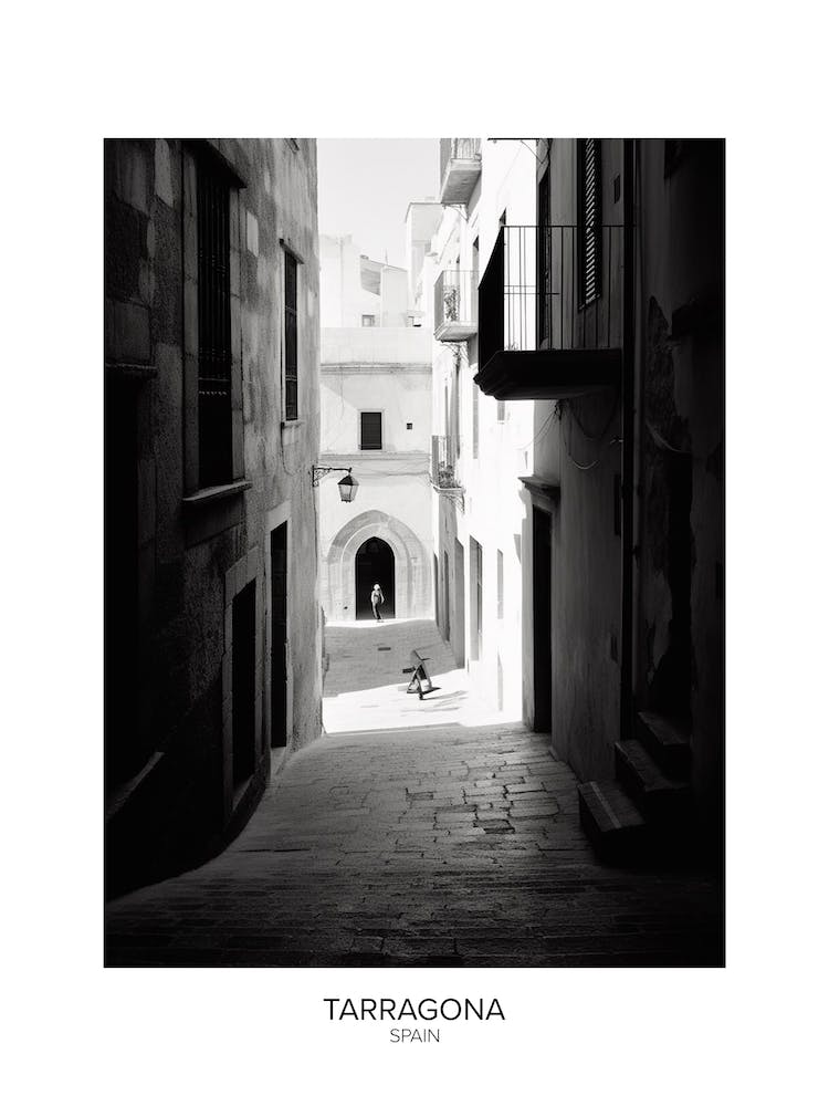 Poster Of Tarragona, Spain, Black And White Analogue Photography 4
