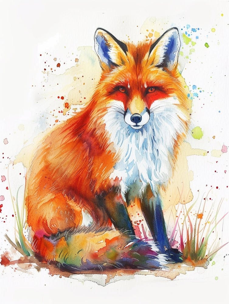 Fox Colourful Watercolour 1
