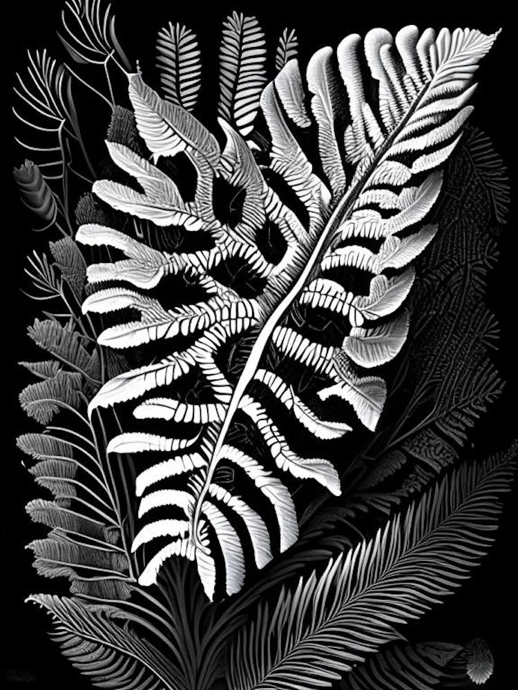 Soft Shield Fern Linocut